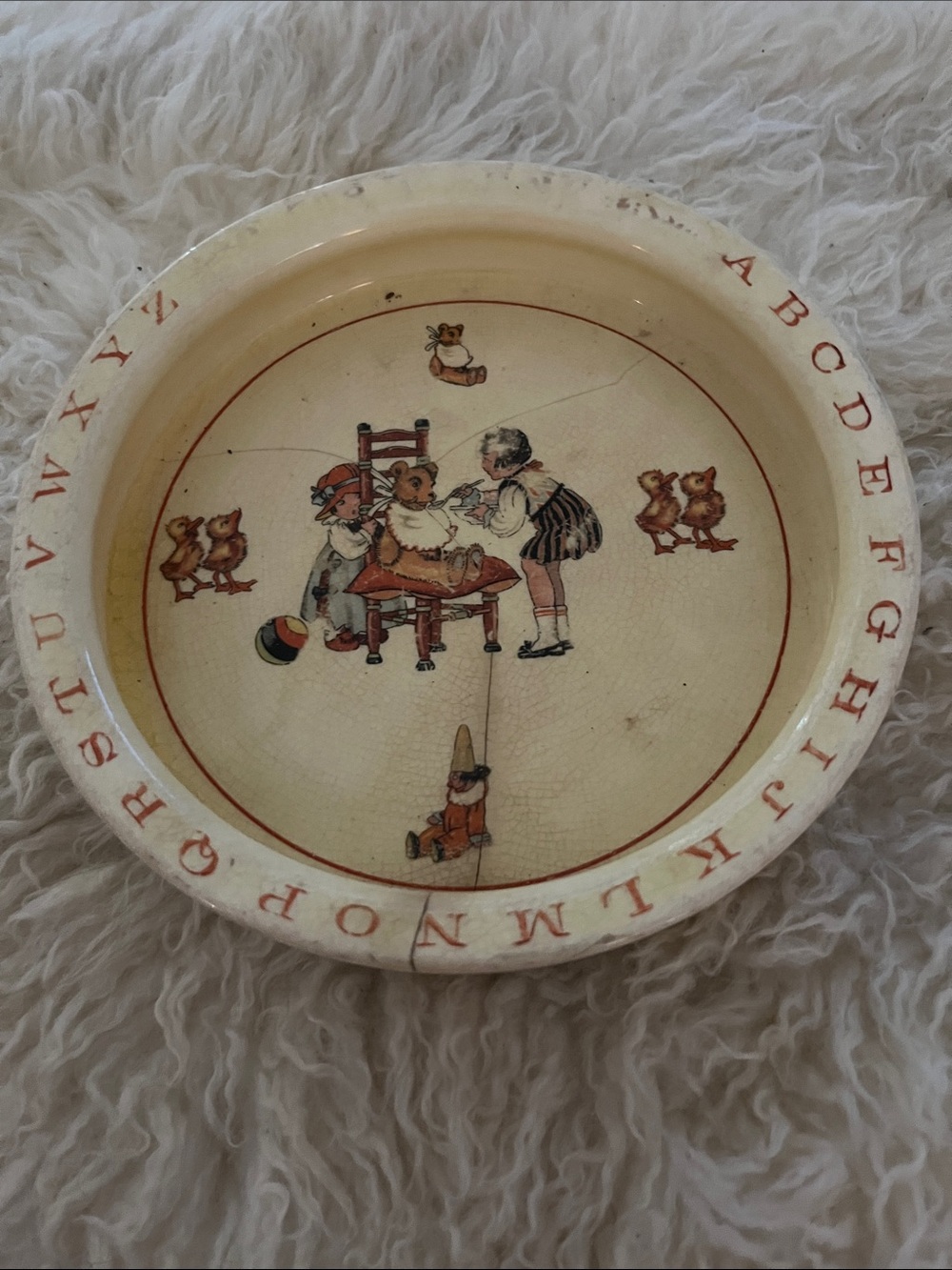 100 year old Alphabet Children's Vintage Nursery Illustration bowl
